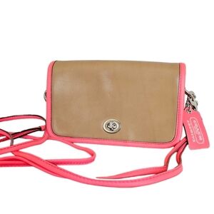 Coach Legacy Archival Leather  sand/watermelon removable strap small bag.